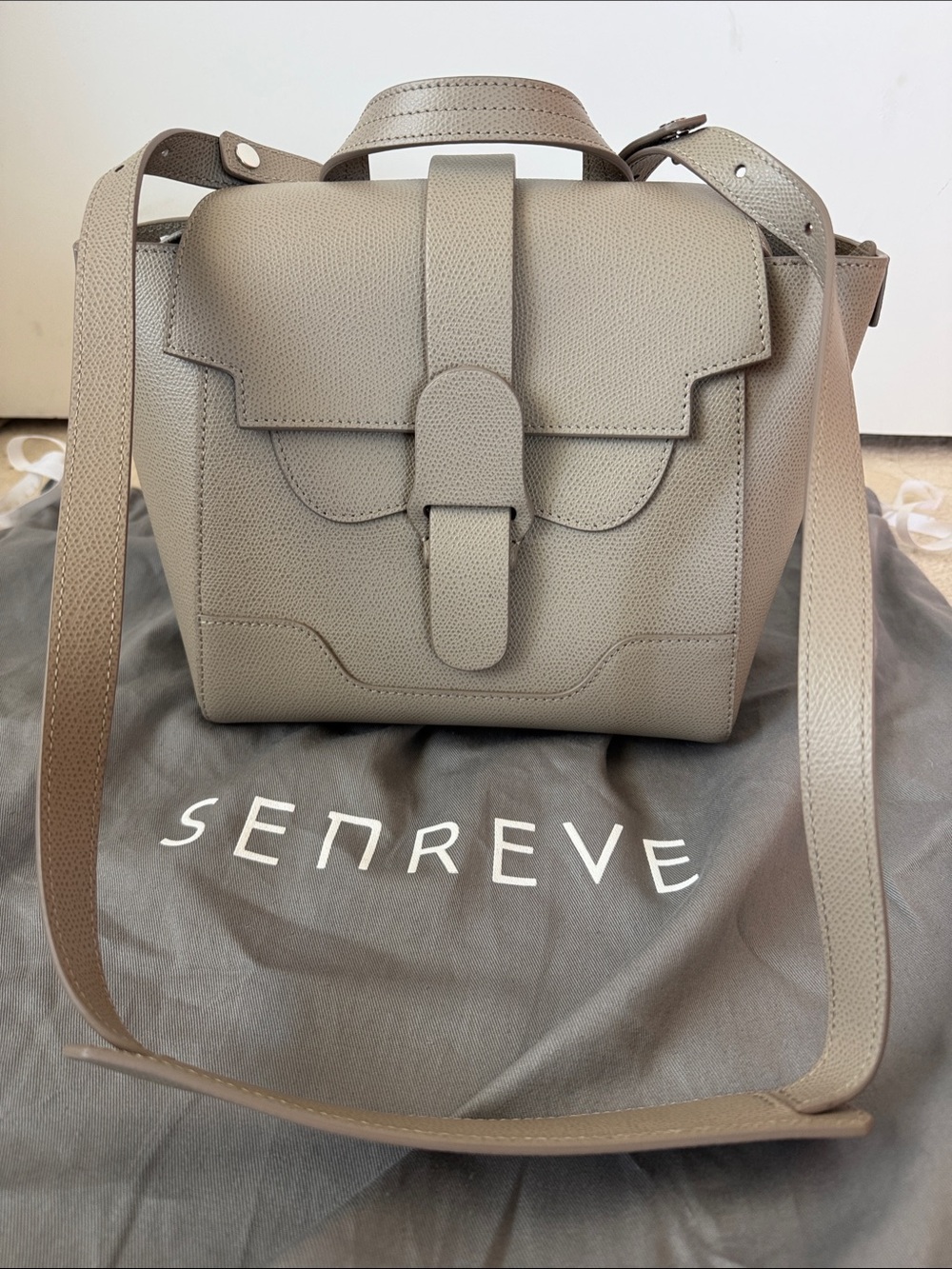 Senreve Pebbled Sand Taupe Mini Maestra Shoulder Bag - Never Used